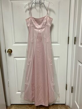 Morgan and Co. by Linda Bernell Light Pink Satin & Sequin Tulle Evening Gown